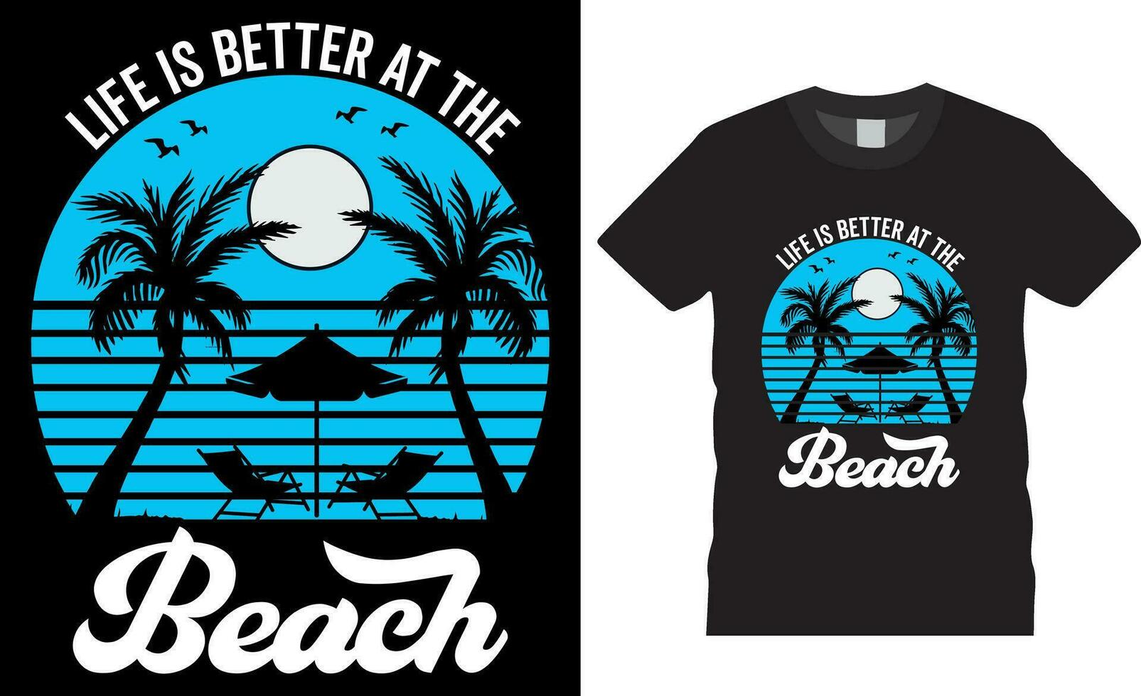 vida es mejor a el playa camiseta diseño vector modelo