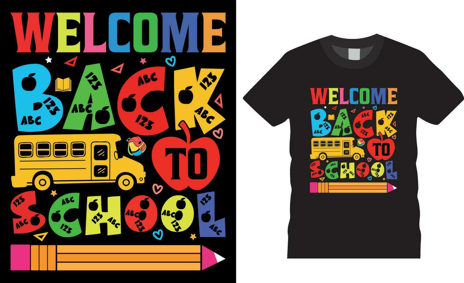 Welcome back to school typography T-shirt design vector template