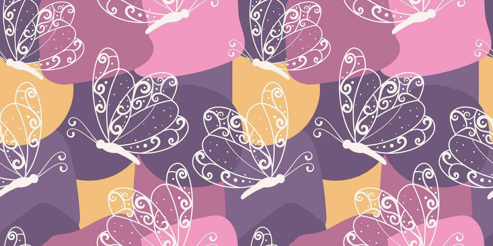 Beautiful Butterfly Garden Seamless Pattern vector