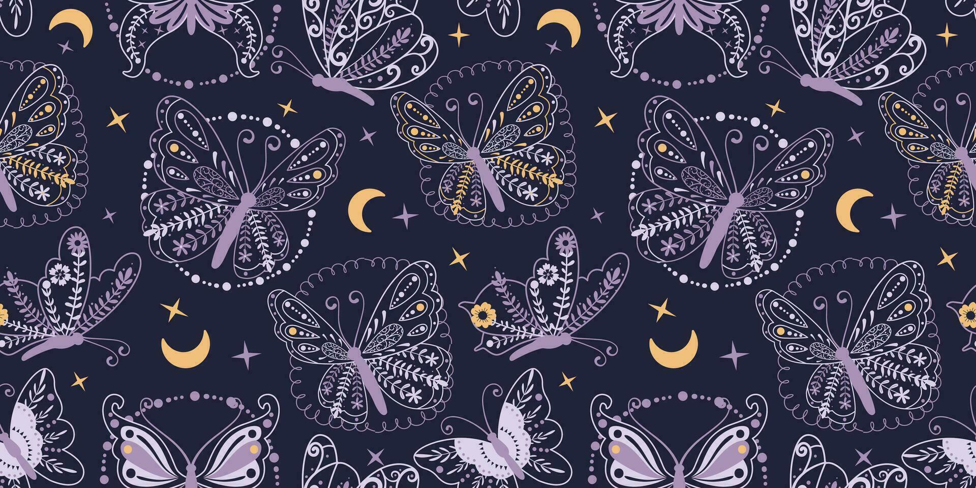 Beautiful Butterfly Garden Seamless Pattern vector
