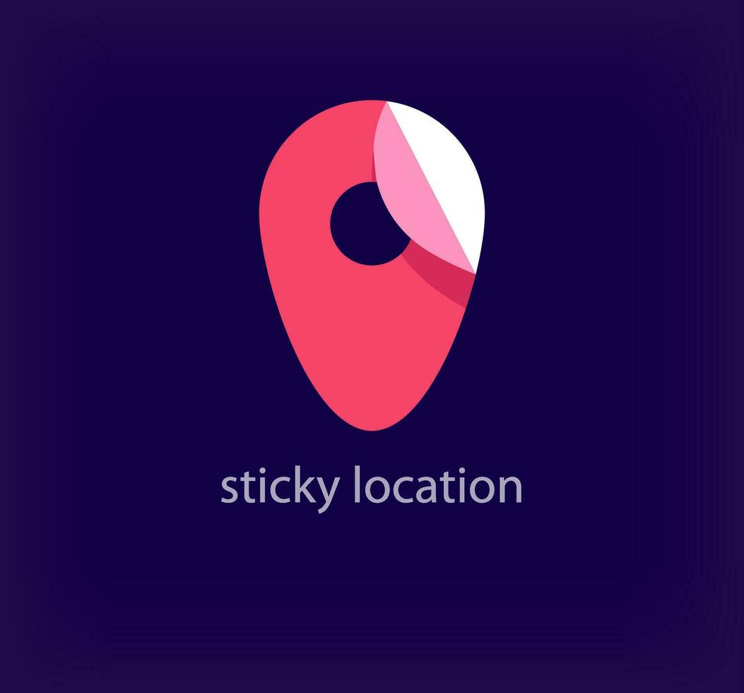 Creative peeled or folded location logo. Unique color transitions. Unique location pin logo template. vector