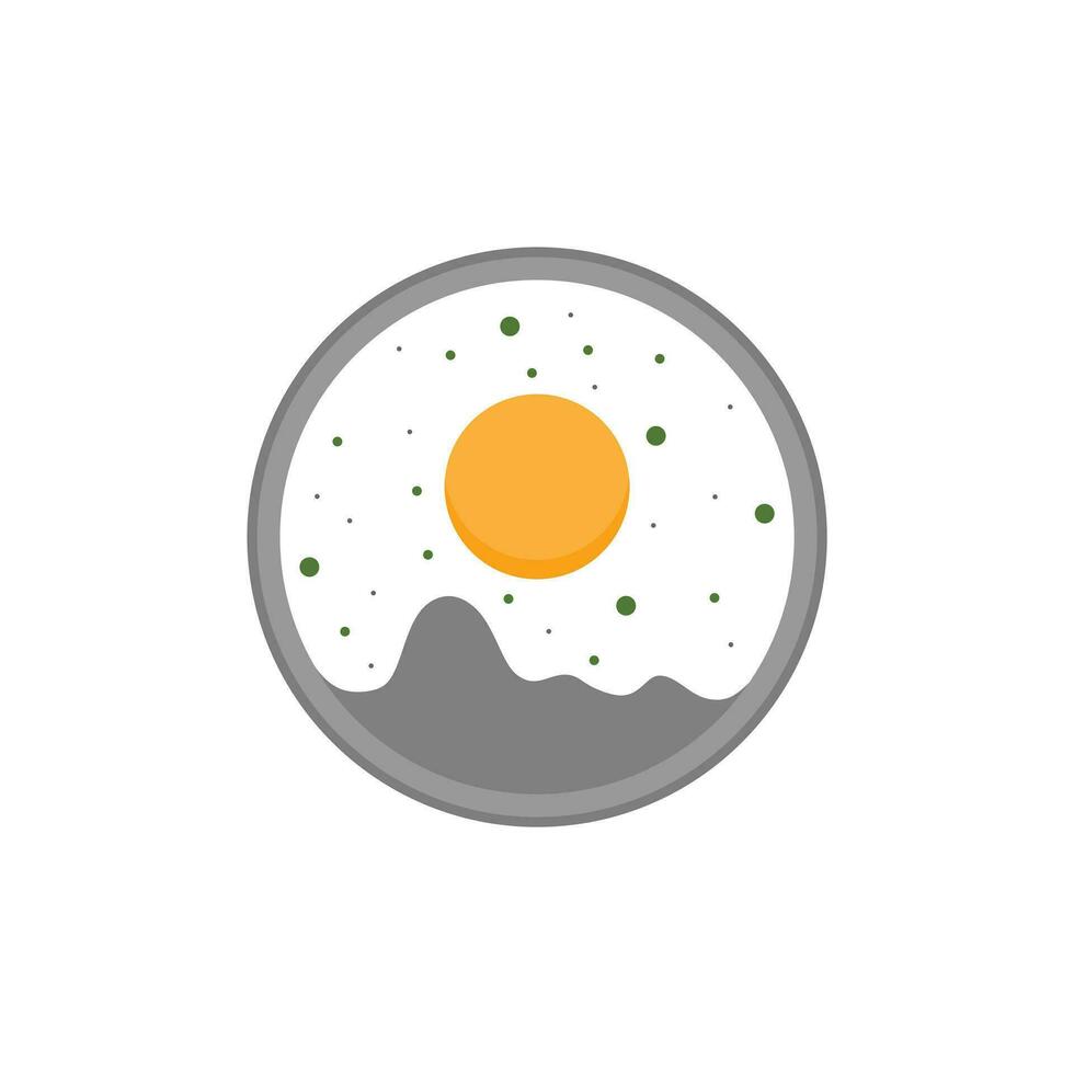 fried egg on plate vector illustration. sunny side up fried egg with bright yellow yoke. omelet for breakfast flat design