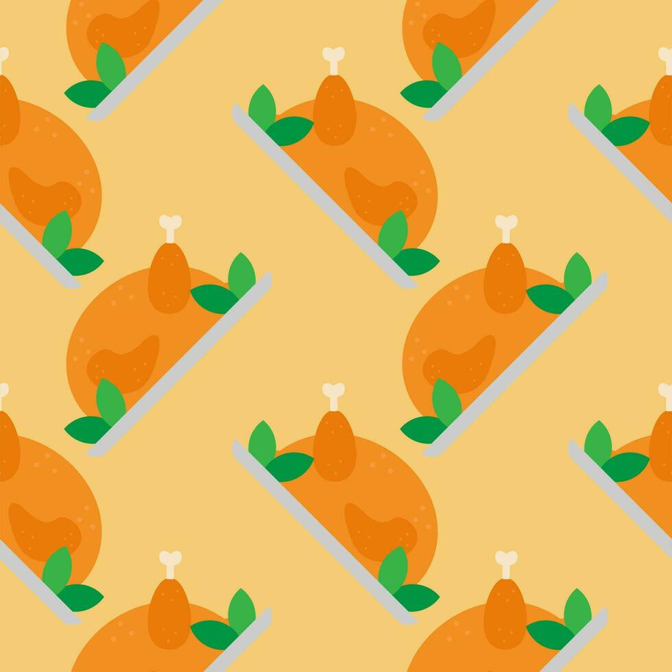 roasted chicken or turkey seamless pattern vector illustration
