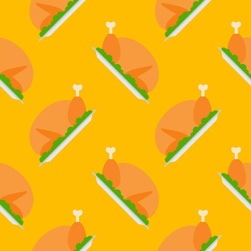 roasted chicken or turkey seamless pattern vector illustration
