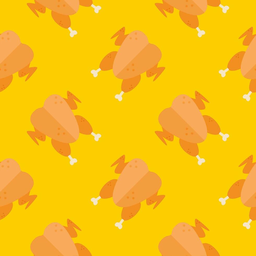 roasted chicken or turkey seamless pattern vector illustration