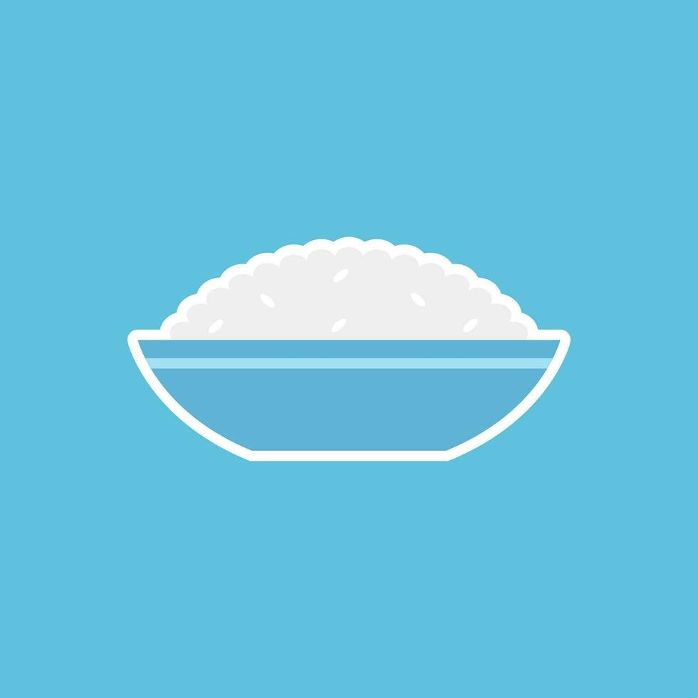 arroz cuenco plano diseño vector ilustración