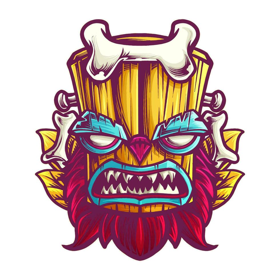 TIKI MASK WITH EXPRESSION vector