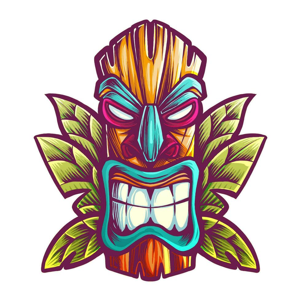 tiki máscara con expresión vector