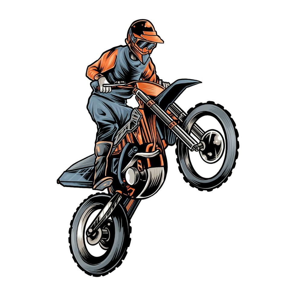 motocross volador en el cielo vector