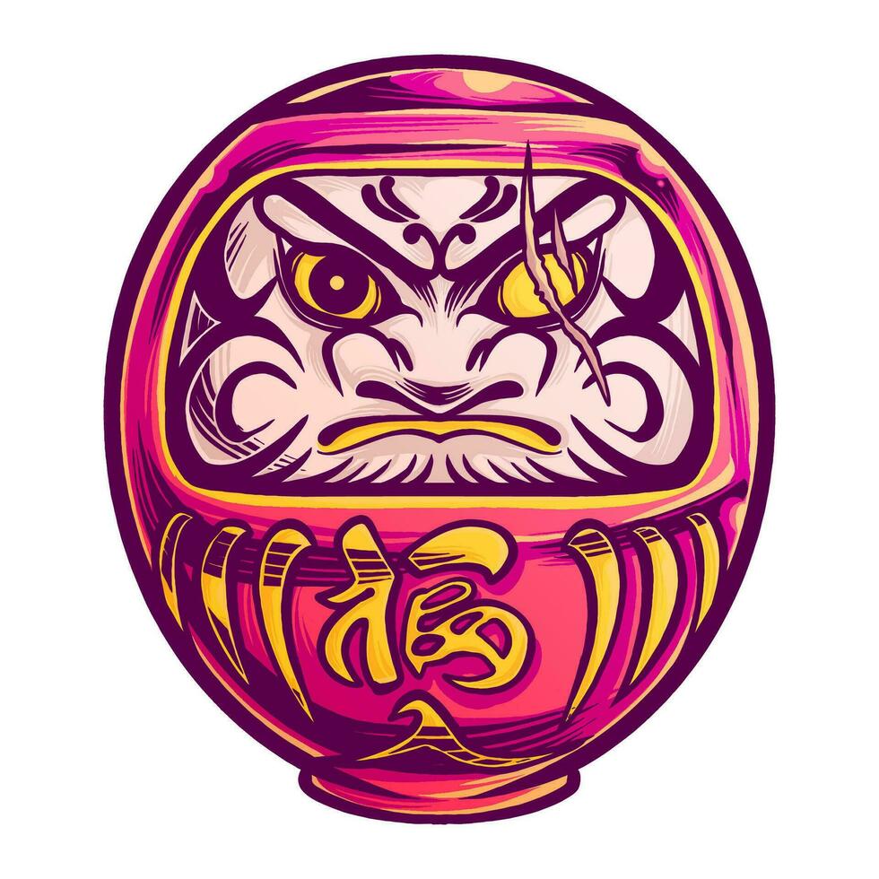 daruma muñeca con horrible expresión vector