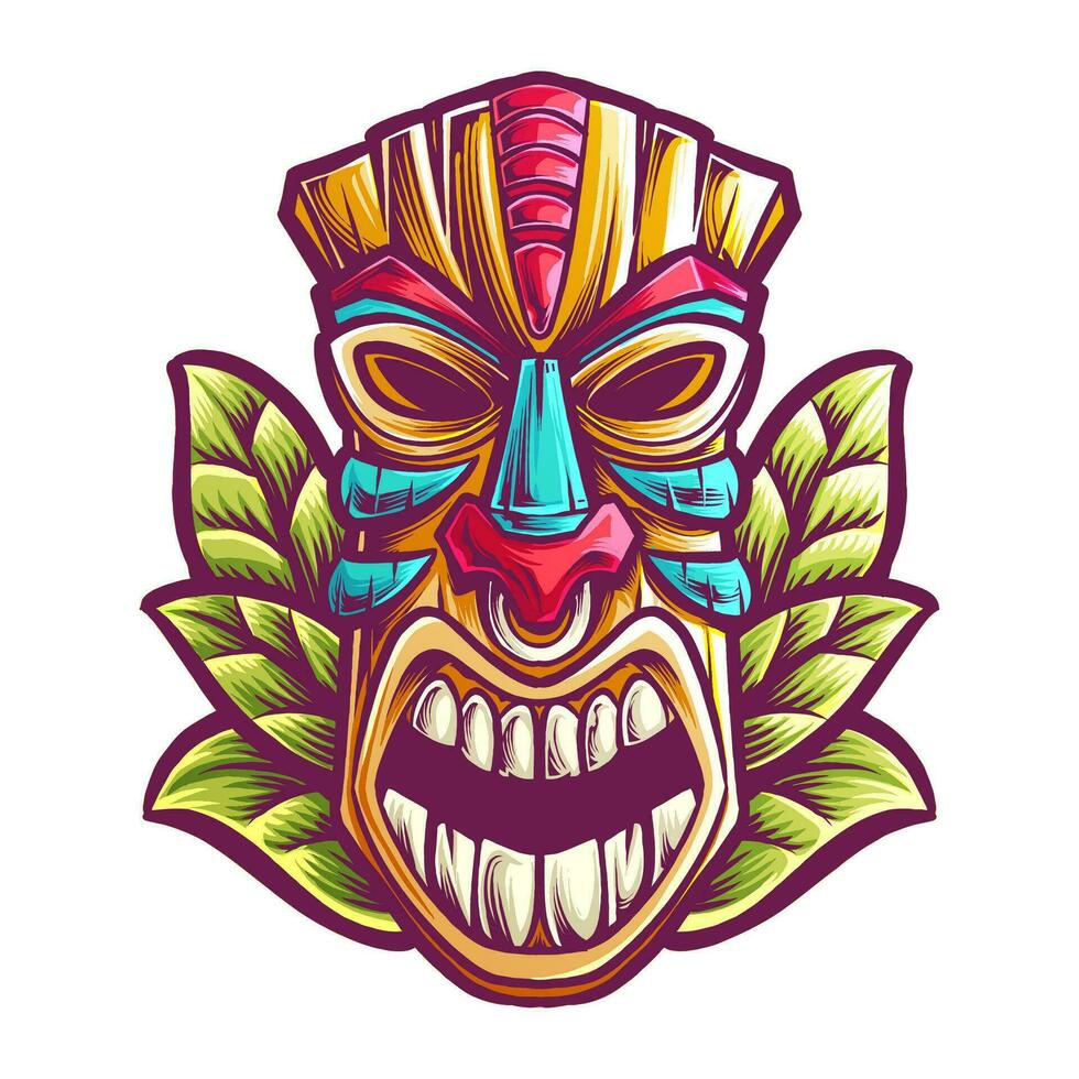 tiki máscara con expresión vector