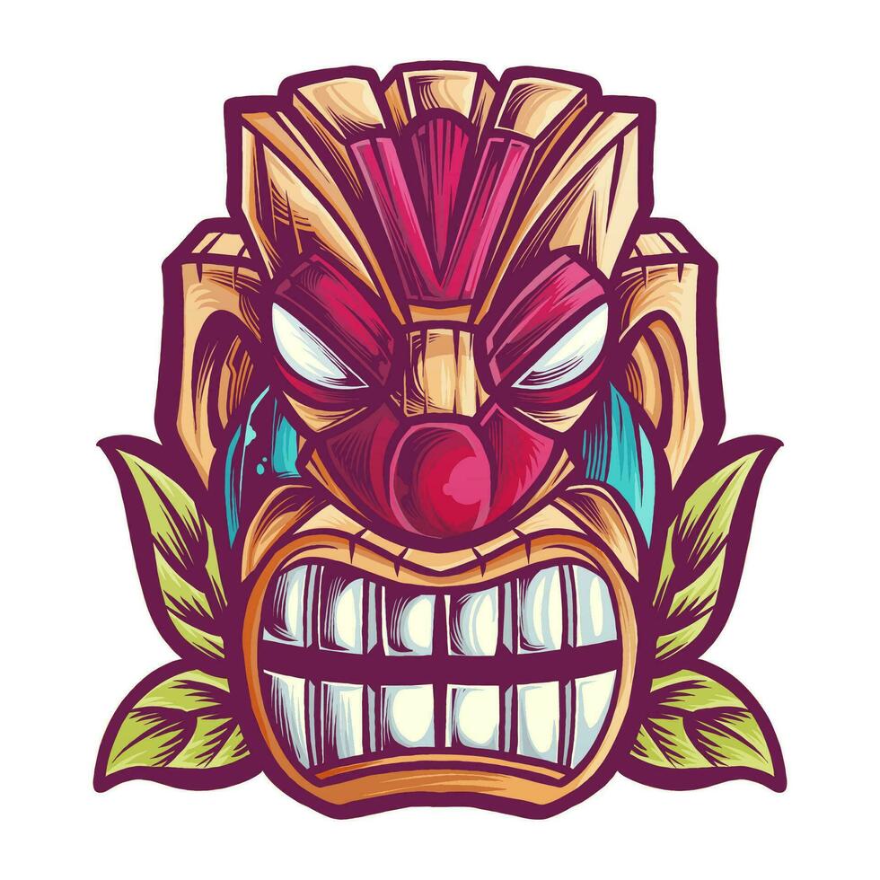 tiki máscara con expresión vector