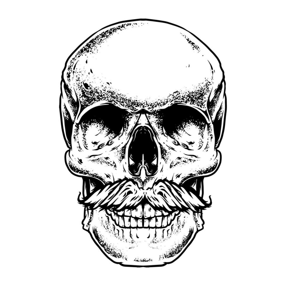 SKULL WITH MOUSTACHE vector