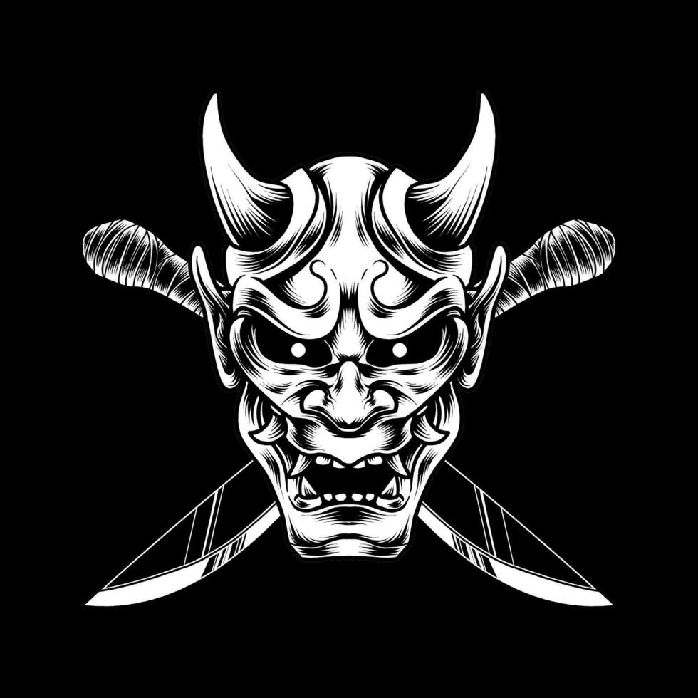JAPANESE MASK AND KATANA vector