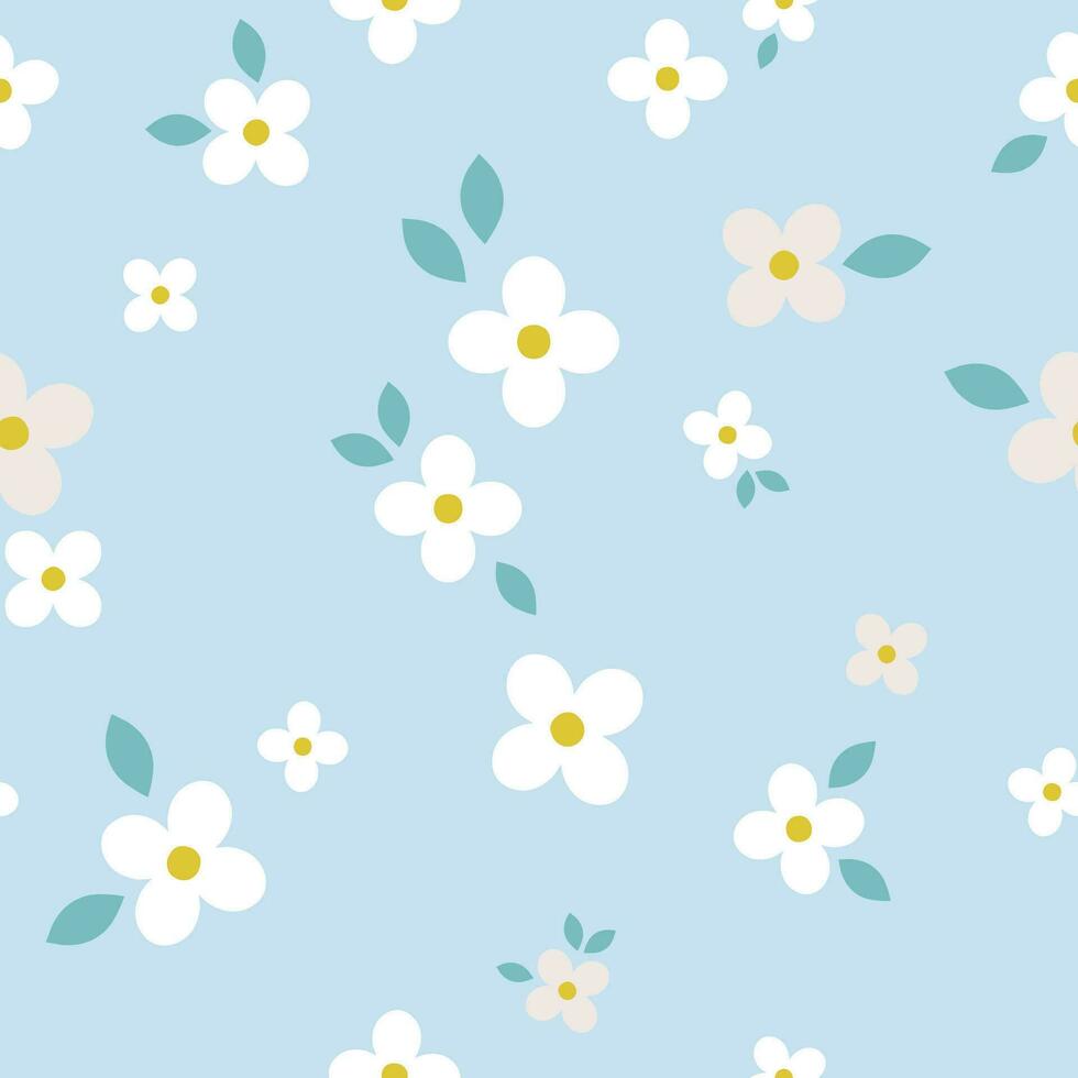 Abstract floral pattern. Vector seamless texture with small stylised flowers. Ditsy field background