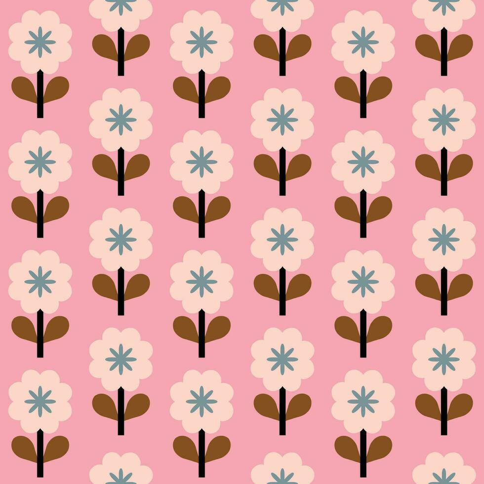 Beautiful floral pattern in retro style. Elegant seamless texture with repetitive flowers. Abstract floral field background vector