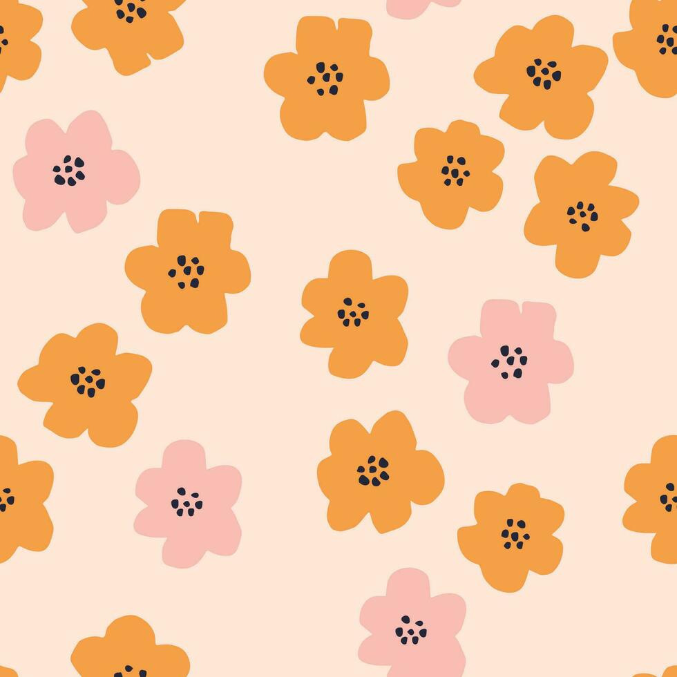 Beautiful Floral texture with hand drawn flowers. Seamless floral pattern in retro style. Abstract flowers, vintage background perfect for prints, textile, wrapping paper and surface design vector