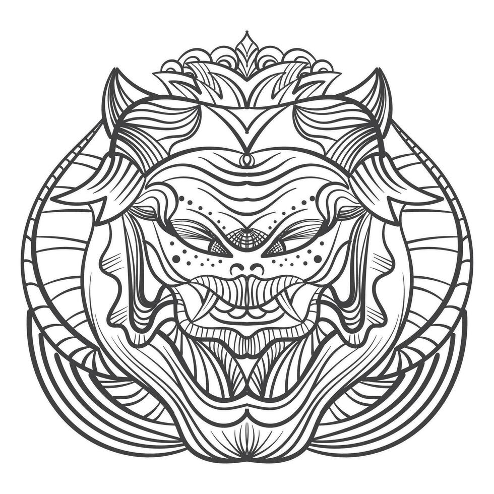 Tribal animal head. Hand drawn vector illustration. Tattoo art.