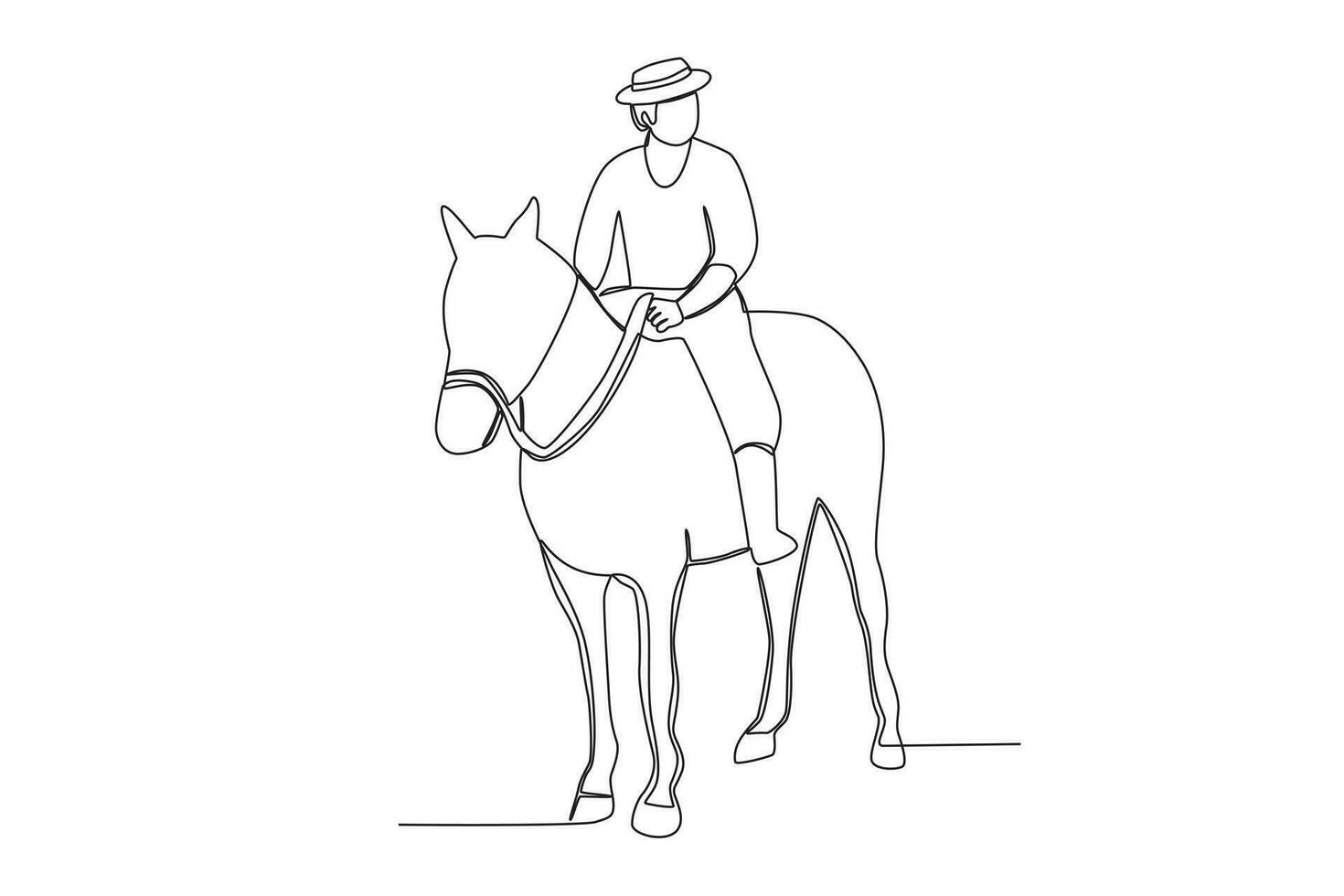 Front view of cowboy riding horse vector