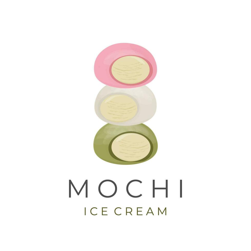 Mochi Ice Cream Pile Illustration Logo vector