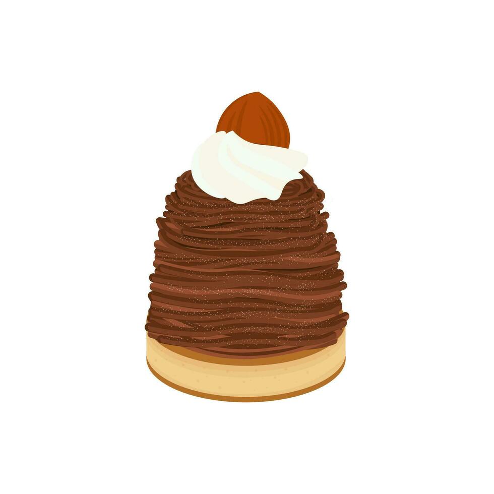 Chocolate Flavor Mont Blanc Ice Cream Dessert Illustration Logo vector