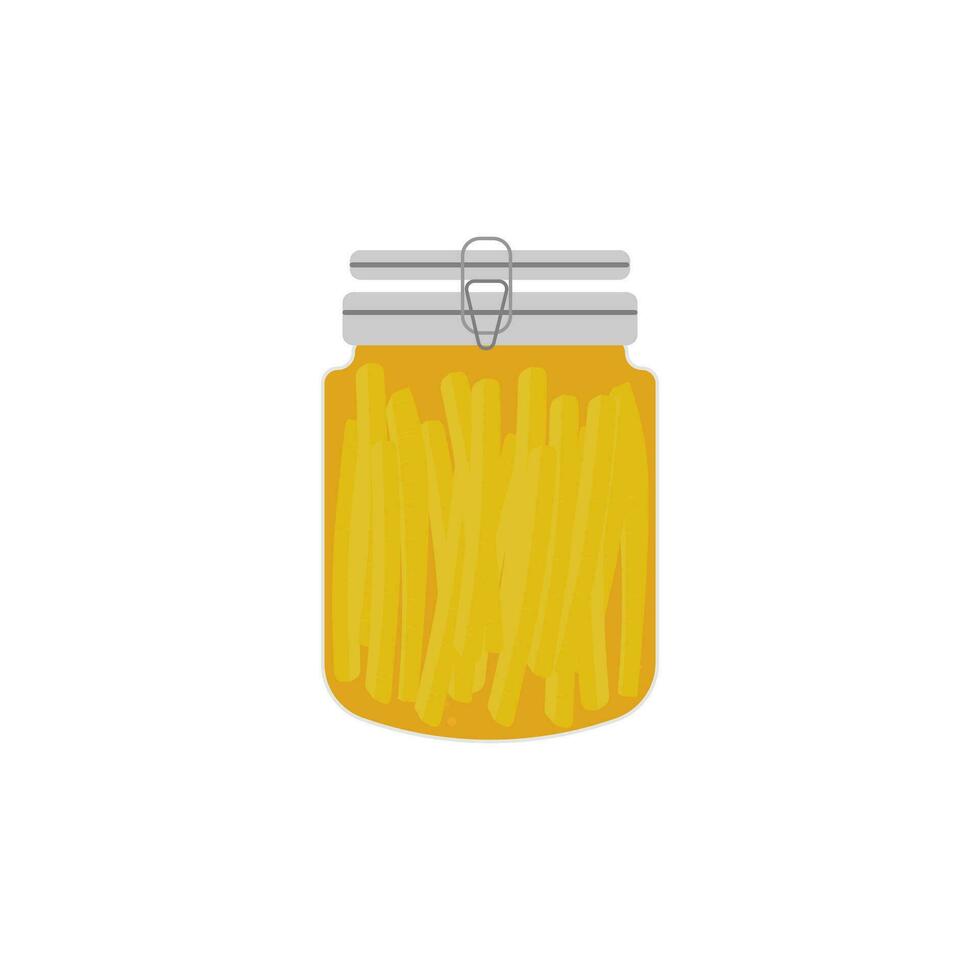 Pickled Korean Yellow Radish Or Danmuji Takuan In A Jar Illustration vector