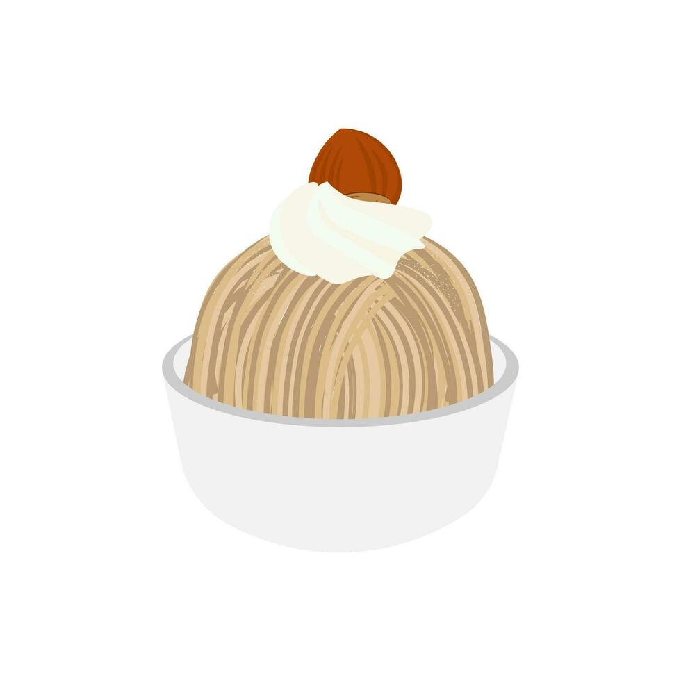 delicioso mont blanc pastel postre ilustración logo vector