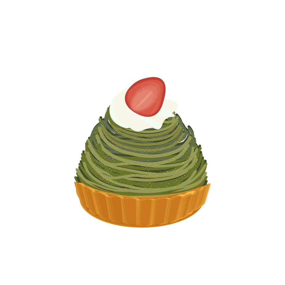 logo ilustración de delicioso matcha sazonado mont blanc hielo crema vector