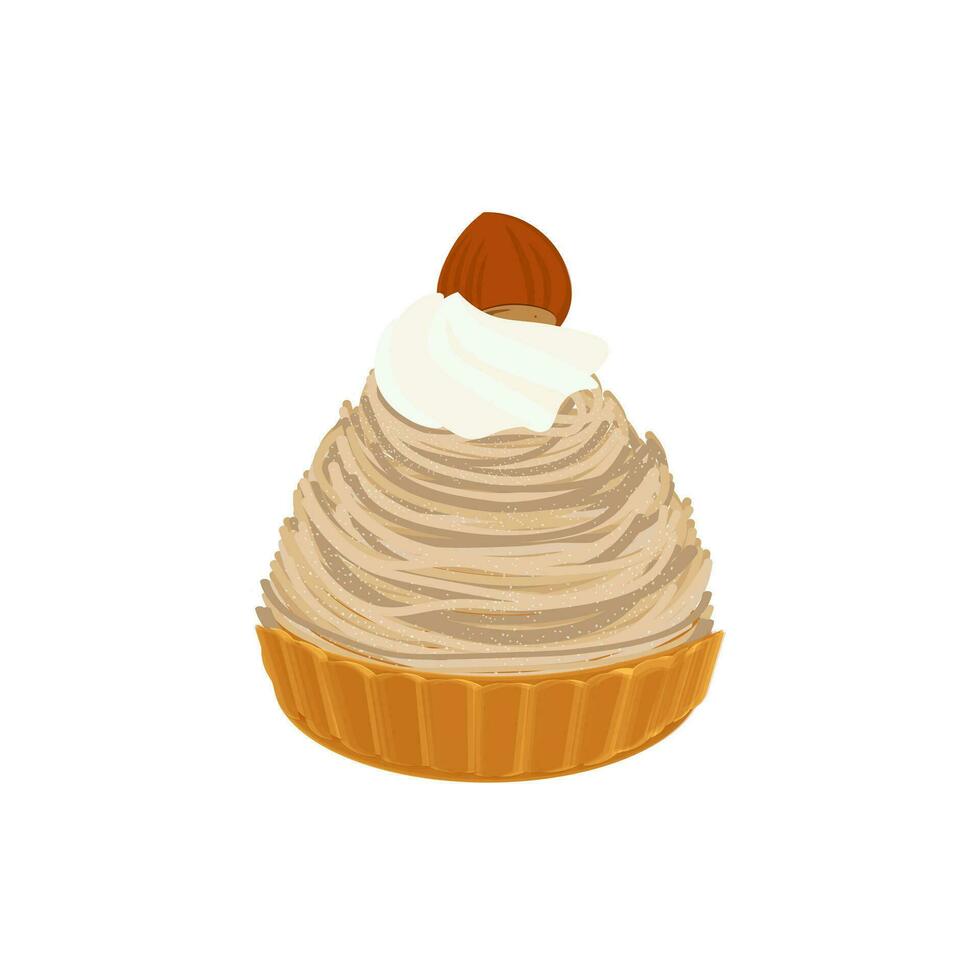 dulce castaña mont blanc pastel postre ilustración logo vector