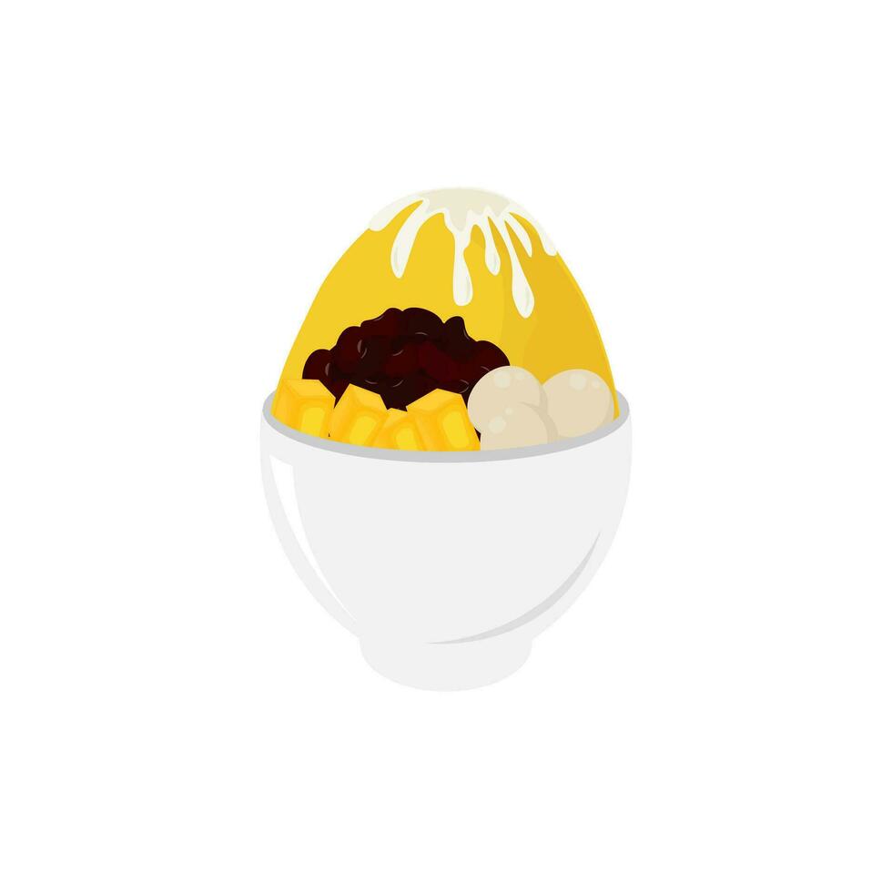Logo Illustration of Korean Shaved Ice Mango Bingsu With Extra Fresh Mango Topping vector