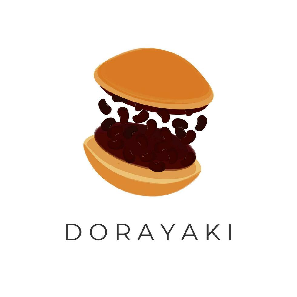 dorayaki japonés tortita ilustración logo con rojo frijol pegar relleno vector