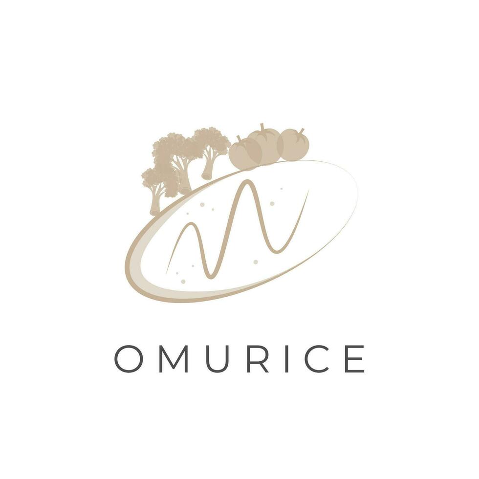 Japanese Omurice Simple Illustration Logo vector