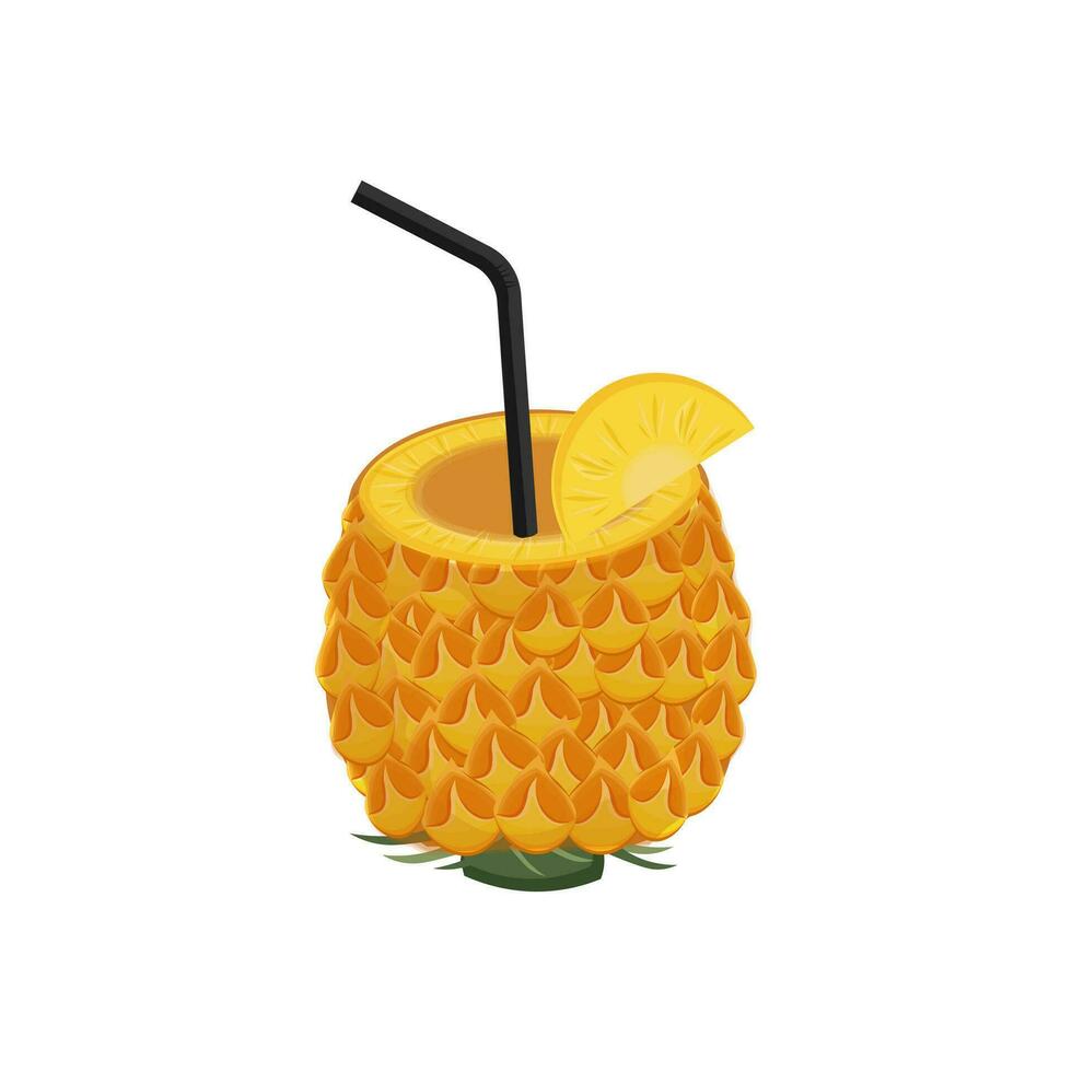 Fresh Summer Pineapple Juice Illustration Logo vector