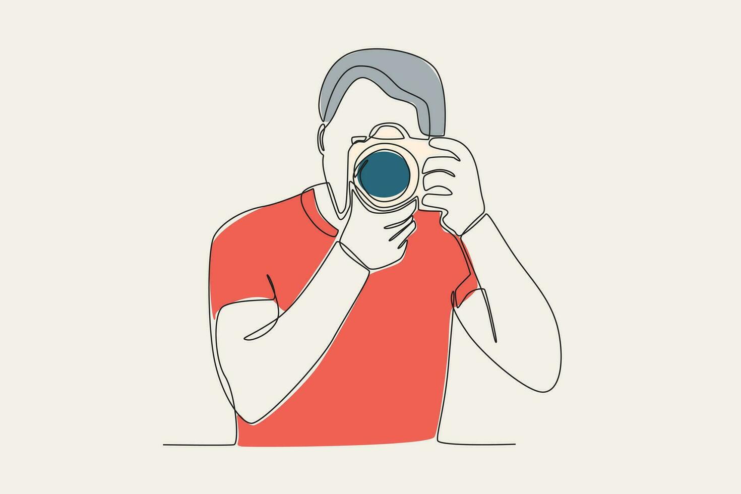 Color illustration of a man using a camera vector