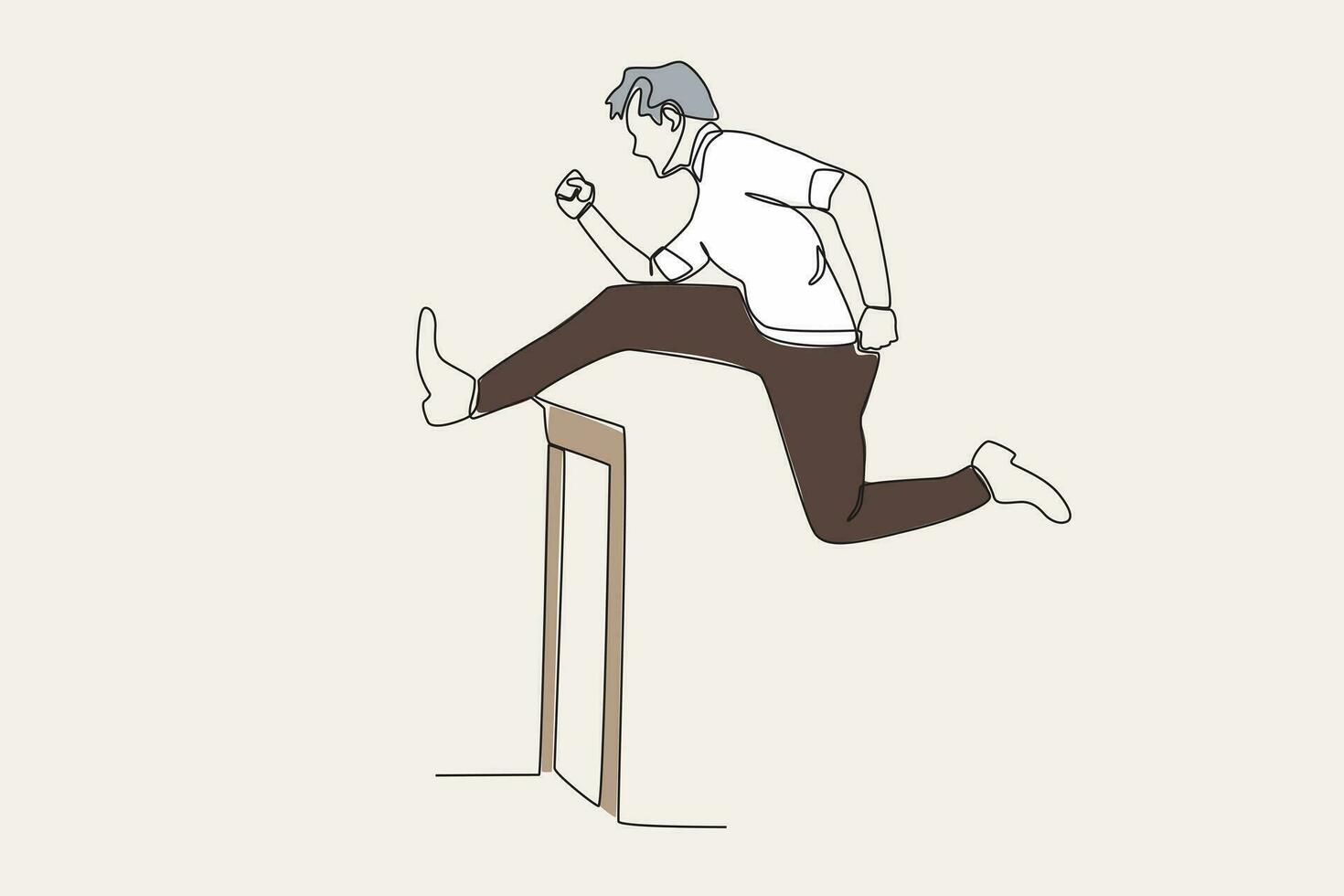 Color illustration of a man jumping over an obstacle vector