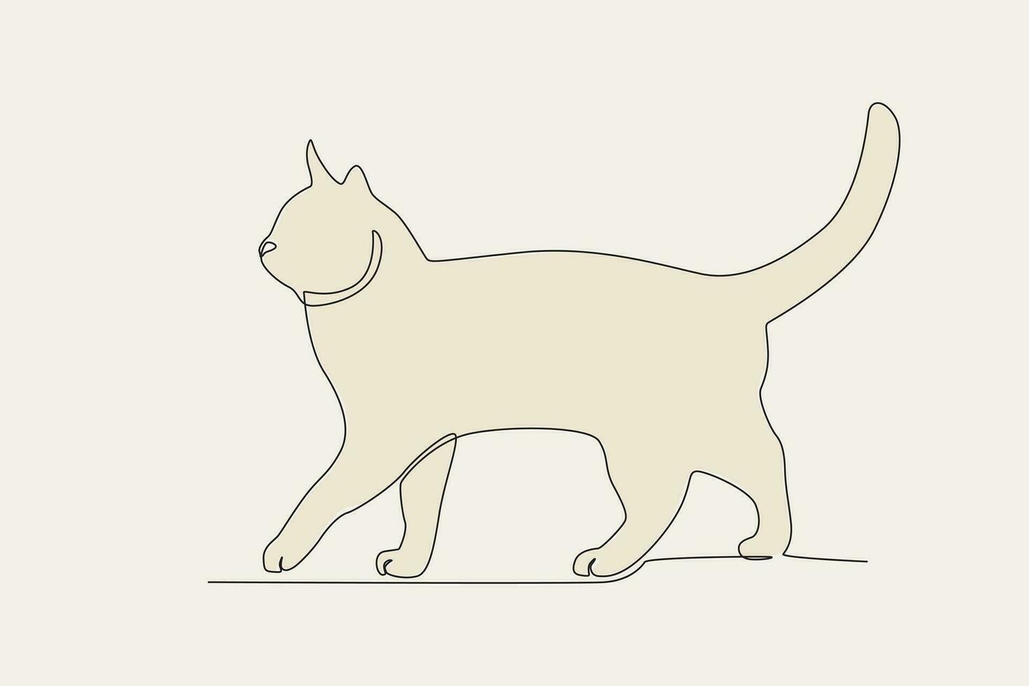 Color illustration of a cat walking vector