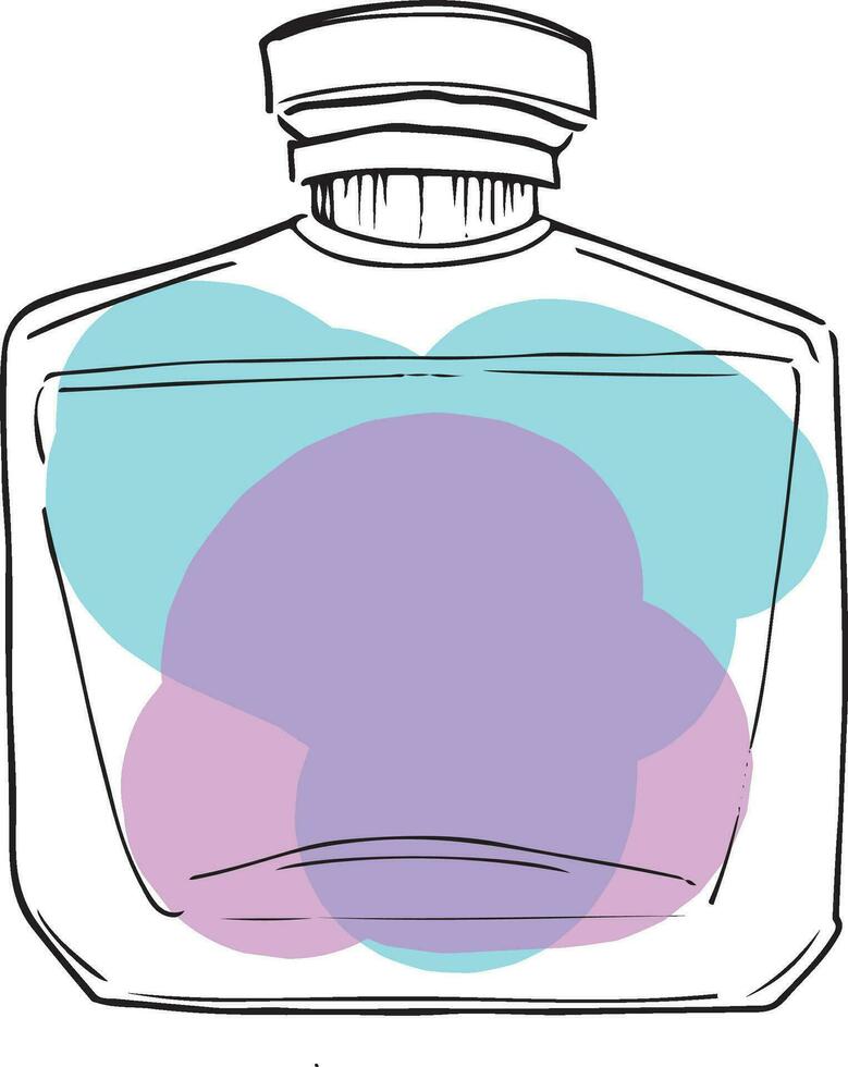scented blue and violet perfume bottle, pheromones line art vector, potion vector