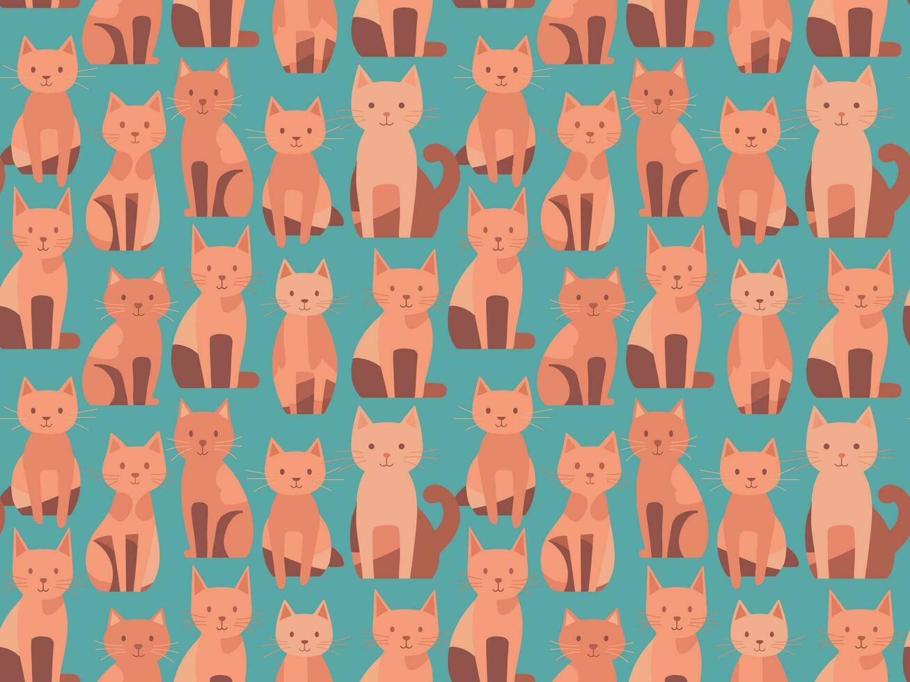 vector sin costura plano jengibre gato textura, gatito neko Moda patrón, naranja gatito tela, gato día decoración