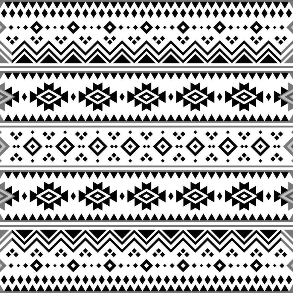 Native American geometric ethnic pattern in black and white. Seamless tribal pattern with Aztec Navajo motives. Design for textile, fabric, clothing, curtain, rug, ornament, wrapping, wallpaper. vector