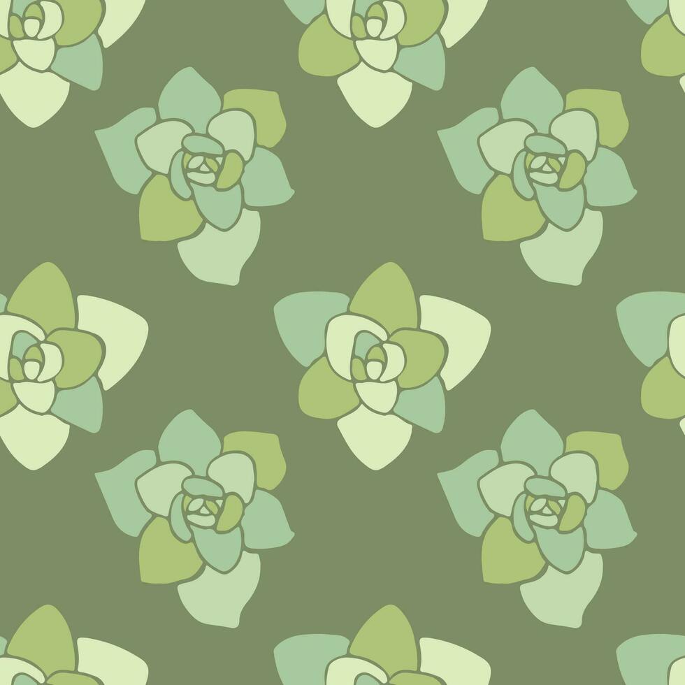 Decorative vector Succulent green texture, home plants seamless pattern, desert flora fabric textile