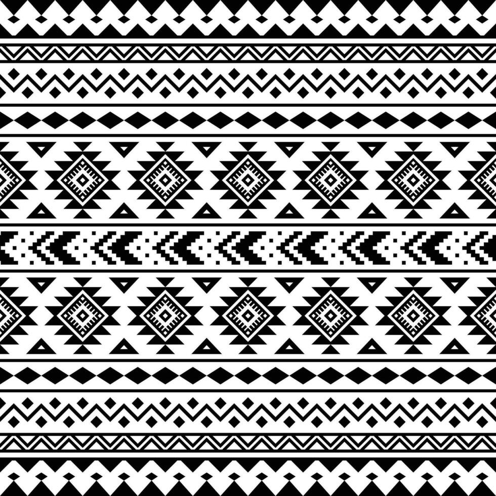 Seamless ethnic pattern in Native American style. Geometric pattern with tribal style. Aztec Navajo. Black and white colors. Design for textile, fabric, clothing, curtain, rug, ornament, wallpaper. vector