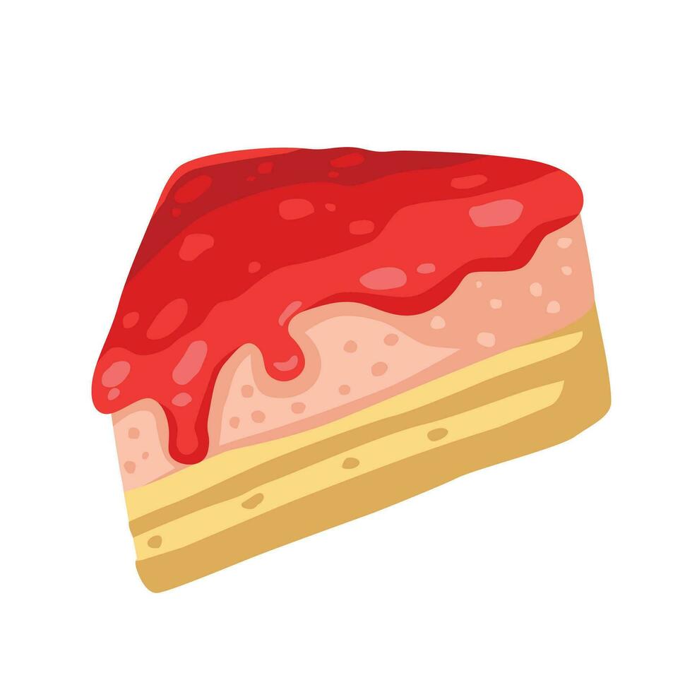 Strawberry cake with strawberry jam cartoon vector illustration