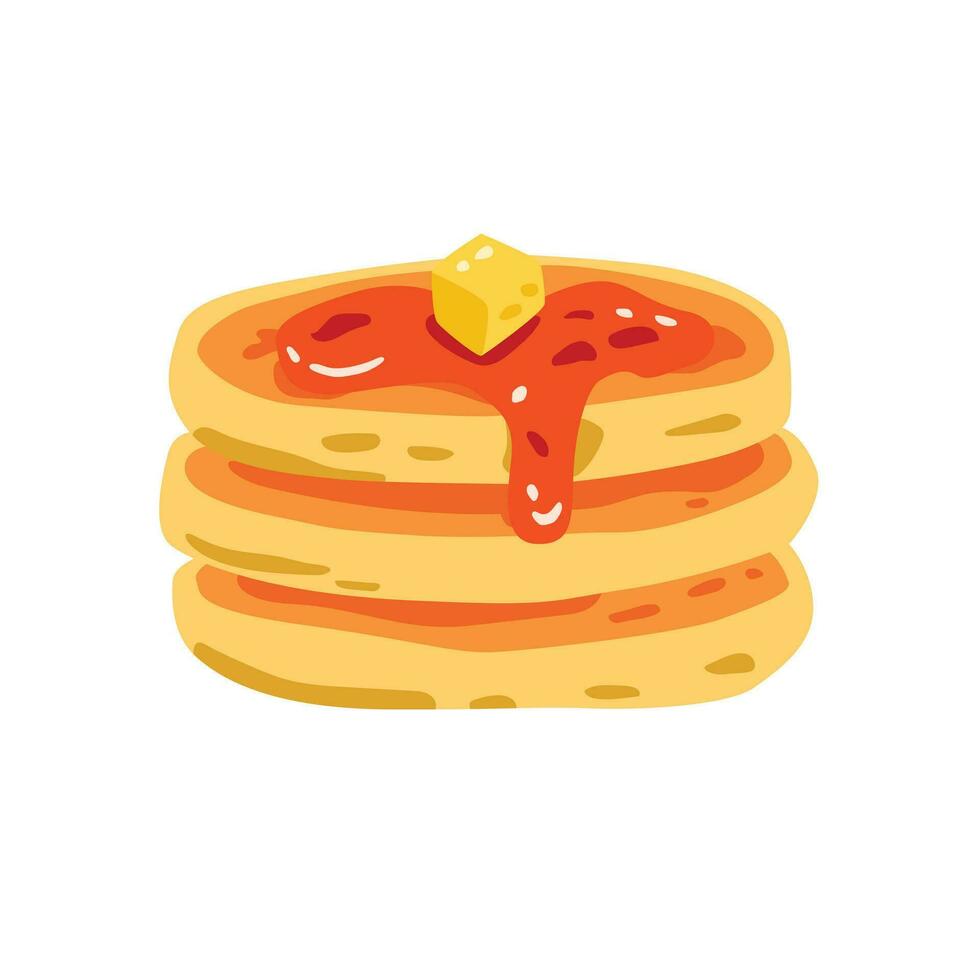 Tasty pancake with syrup cartoon vector illustration