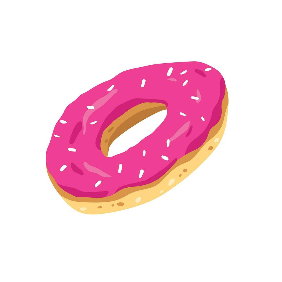 Pink glazed doughnut cartoon vector illustration