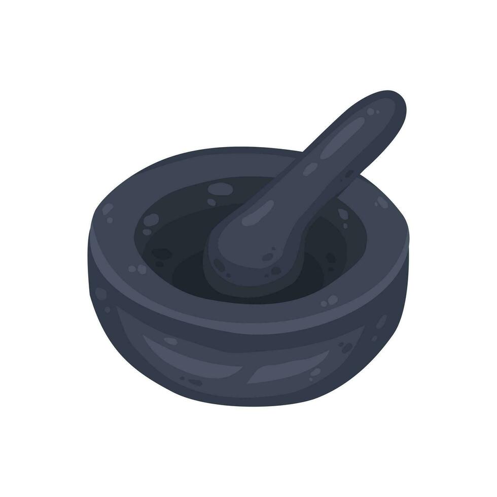 Stone Mortar and pestle cartoon vector illustration