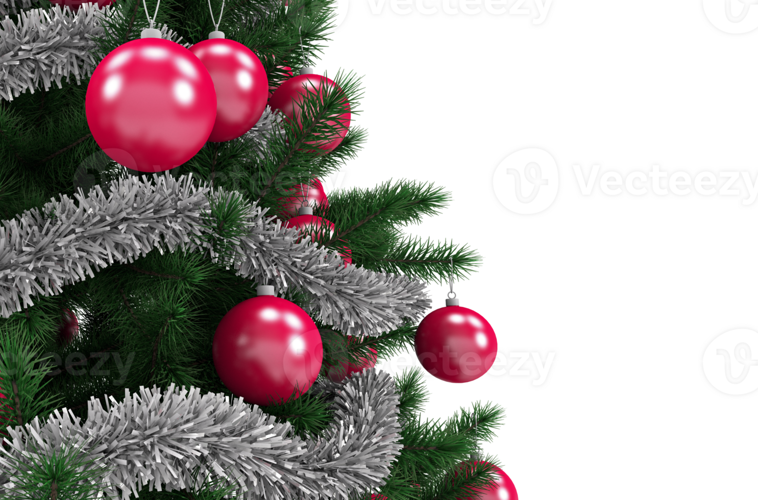 Christmas Tree PNG Transparent with Red Ornaments