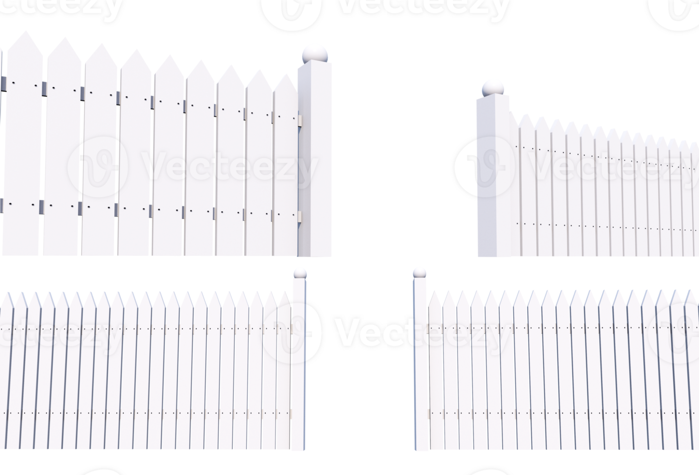 Elegant White Fence PNG Object