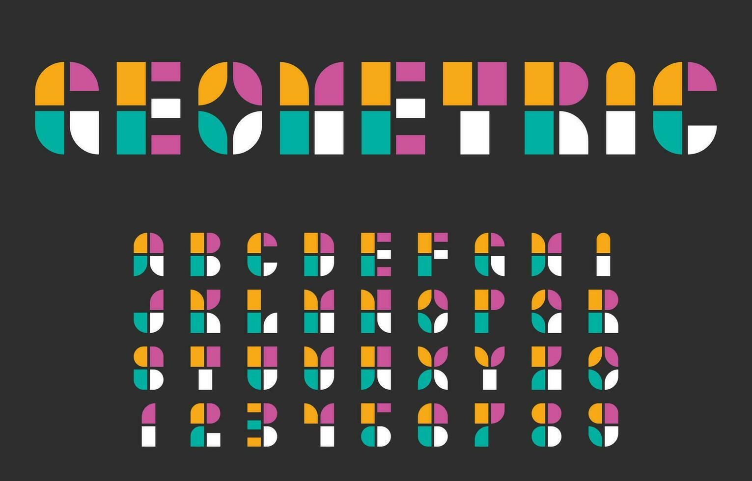 Bauhaus alphabet stylized vector, geometric typeface flat design vector