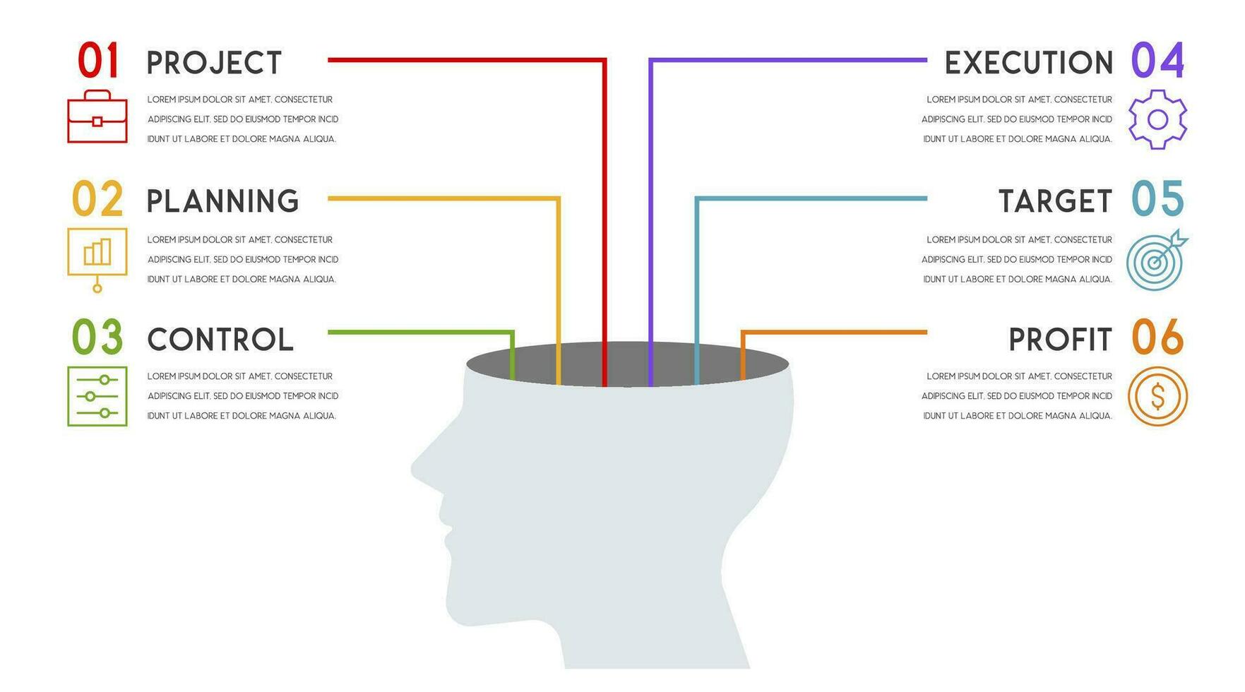 Vector human head and other elements for infographics