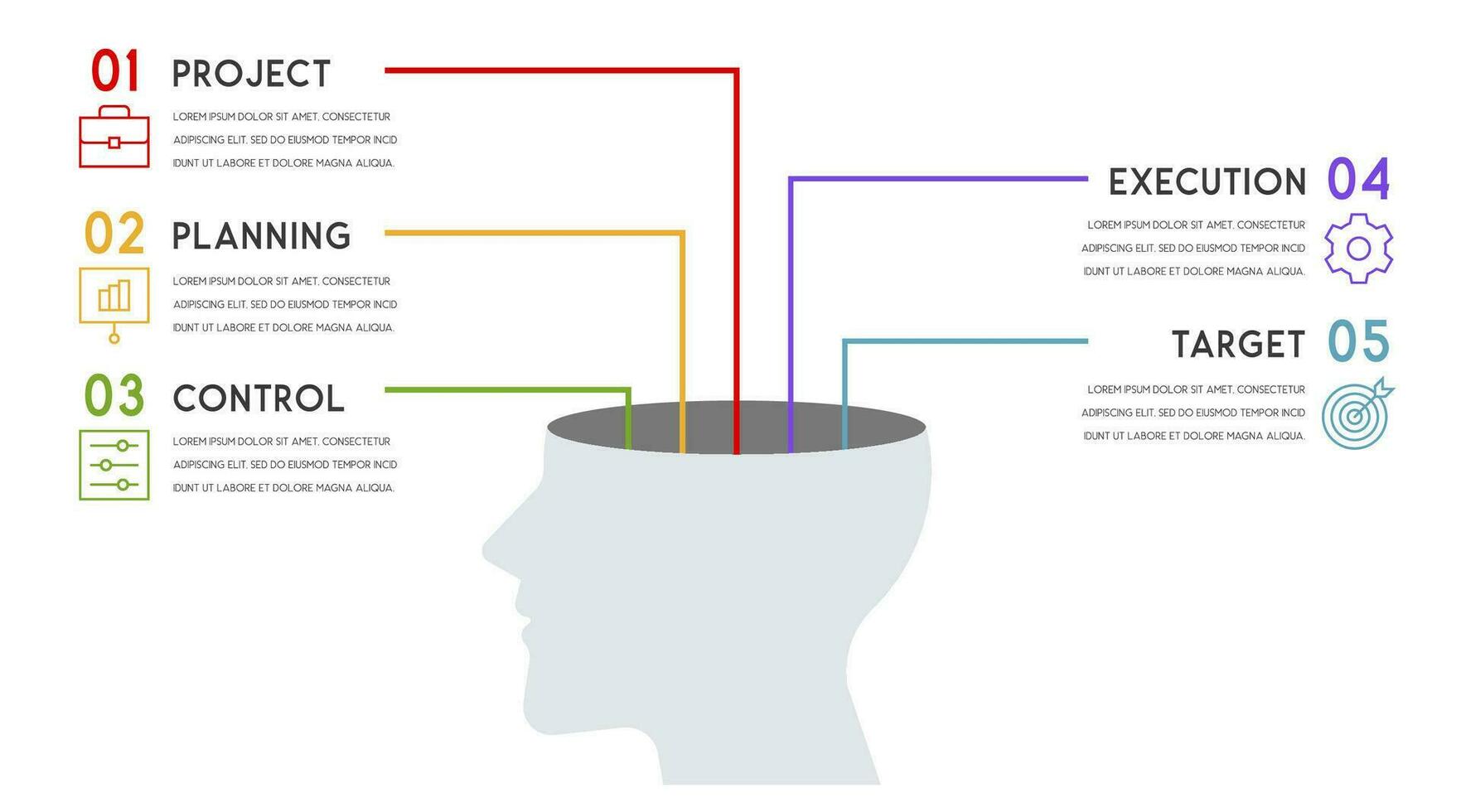 Vector human head and other elements for infographics